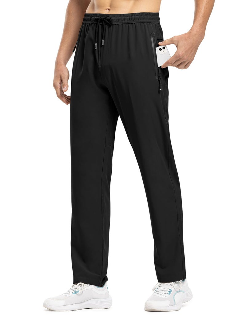 TBMPOY Men's Travel Hiking Pants Lightweight Athletic Pant Quick Dry Windbreaker Fishing Running Active Jogger Black XL - Image 2